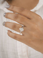 3ct oval lab-grown diamond engagement ring in white gold, side profile