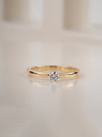 0.30ct round brilliant diamond solitaire engagement ring in yellow gold, front view