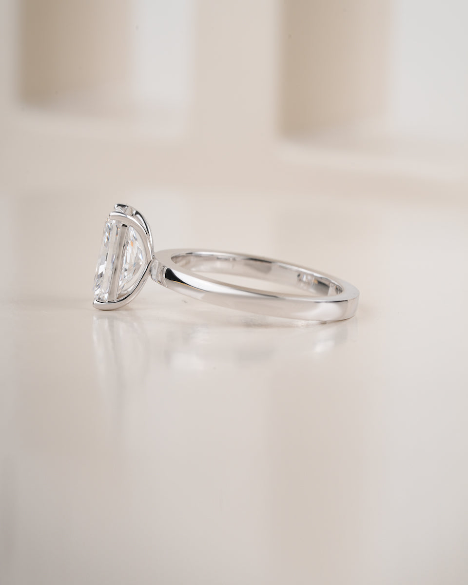 2.00ct Radiant cut lab grown diamond solitaire engagement ring, top down view