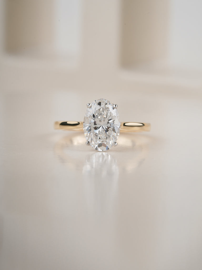 3.00ct Oval Cut Lab Grown Diamond Engagement Ring in a Cathedral Setting