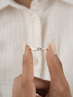0.30ct round brilliant diamond solitaire engagement ring in yellow gold, worn on hand