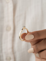 0.30ct round brilliant diamond solitaire engagement ring, top-down view of the setting