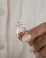 2.00ct Radiant cut lab grown diamond solitaire engagement ring in white gold, three quarter view