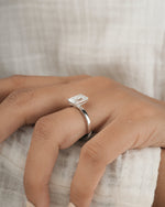 2.00ct Radiant cut lab grown diamond solitaire engagement ring in white gold, close up angle