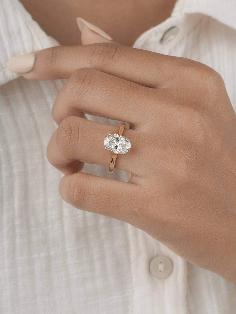 3.00ct Oval Cut Lab Grown Diamond Engagement Ring in a Cathedral Setting