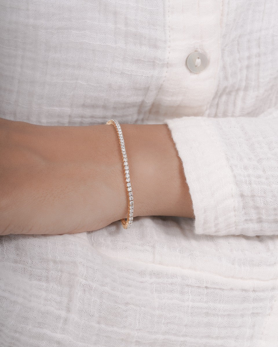2.00 Carat TW Laboratory-Grown Diamond Tennis Bracelet in 9K Yellow Gold, product photo.