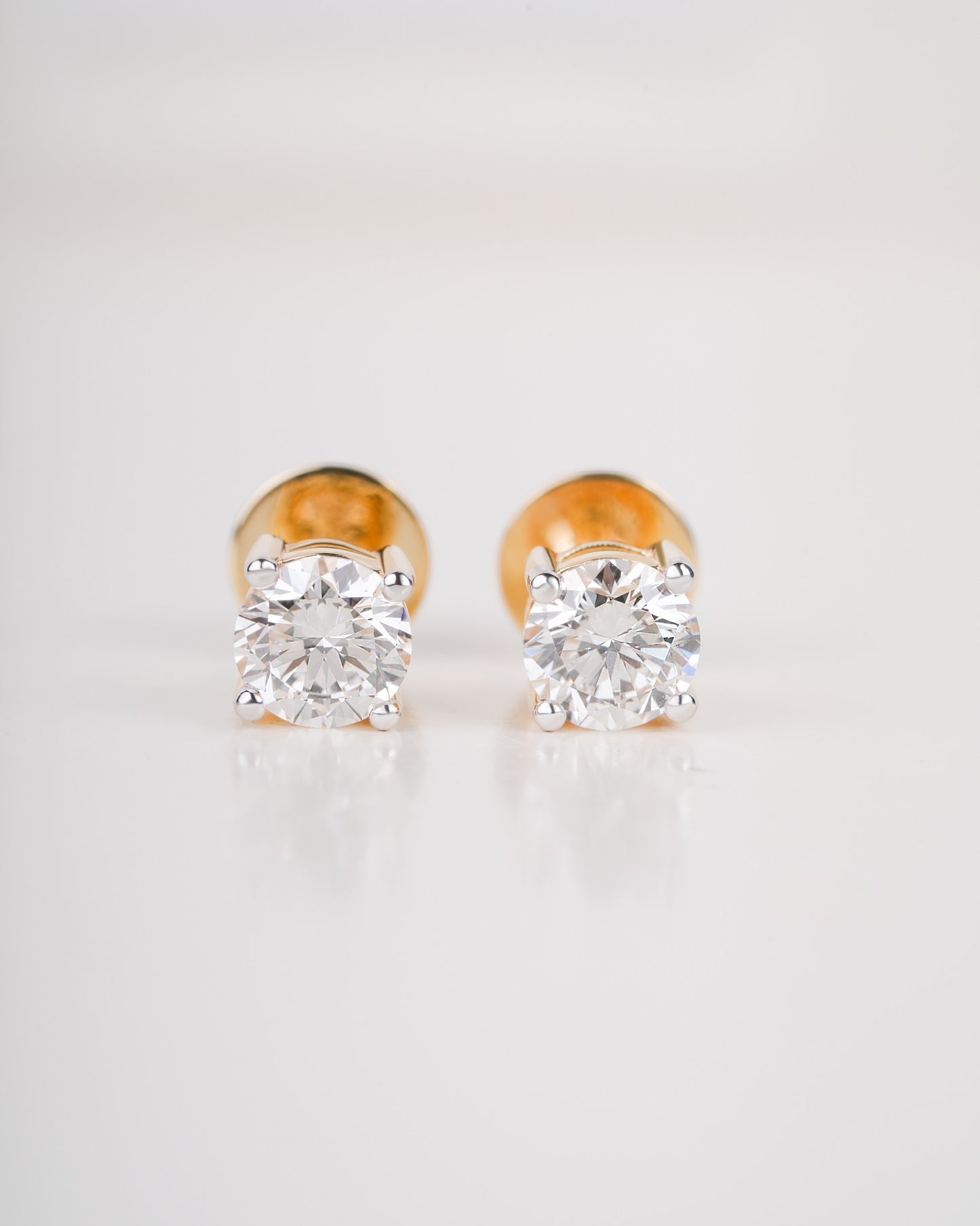 1.00 Carat TW Lab-Grown Diamond Solitaire Stud Earrings in Yellow Gold