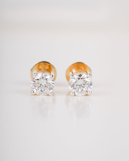 1.00 Carat TW Lab-Grown Diamond Solitaire Stud Earrings in Yellow Gold