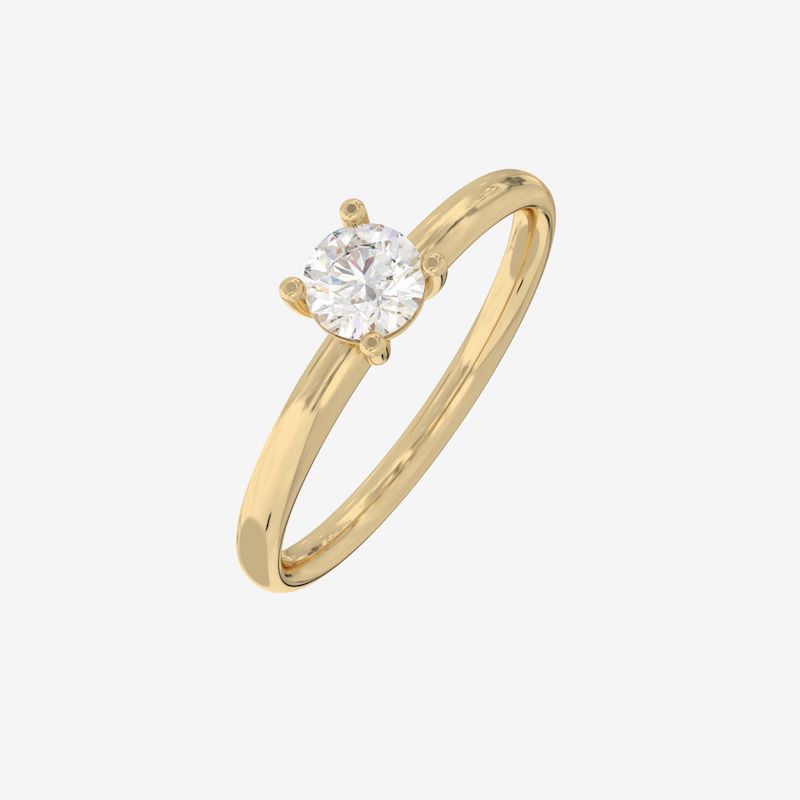 0.25 Carat TW Round Brilliant Diamond Solitaire Engagement Ring in 10kt Yellow Gold