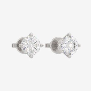 New Zealand 14kt White Gold 1.38 Carat TW Diamond Solitaire Stud Earrings