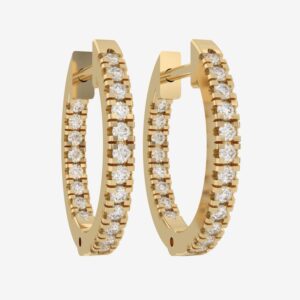 Hoop Earrings With 0.35 Carat TW Of Diamonds in 14kt Yellow Gold